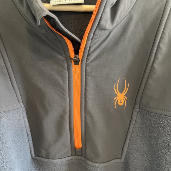 Spyder Jacket Mens 2XL Gray Sweater Half Zip Fleece Pullover Athletic Outdoor - Picture 5 of 6